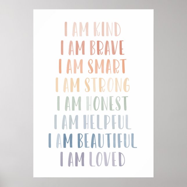 Affirmations for Kids, Rainbow Affirmations Poster (Front)