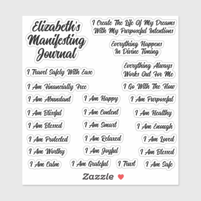 Affirmations For Vision Board And Journal Vinyl  Sticker (Sheet)