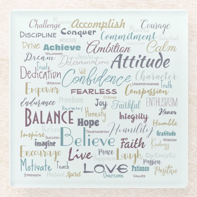 Affirmations Glass Coaster (Front)
