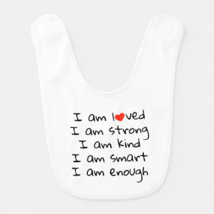 Affirmations Heart Typography Red Black Baby Bib