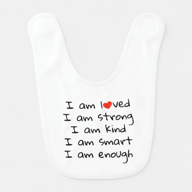 Affirmations Heart Typography Red Black Baby Bib (Front)