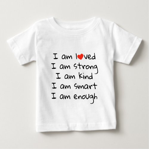 Affirmations Heart Typography Red Black Baby T_Shirt