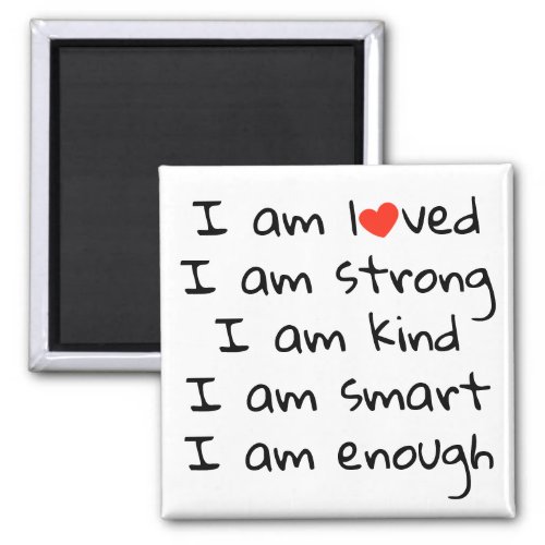 Affirmations Heart Typography Red Black Magnet