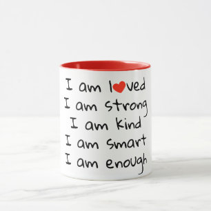 Affirmations Heart Typography Red Black Mug