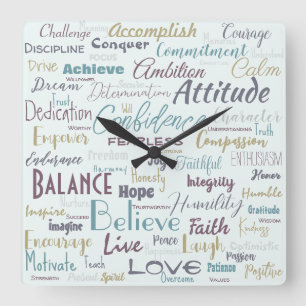 Affirmations Square Wall Clock