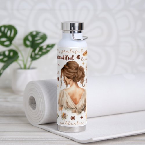 Affirmations Woman Brown Hair Updo Water Bottle