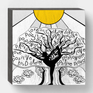 Affirmations Yoga Tree Wood Box Art