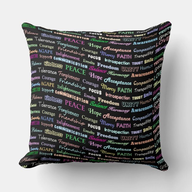 Affirmative Words Throw Pillow (Front)