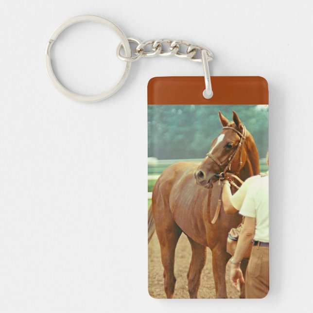 Affirmed Thoroughbred Racehorse 1978 Keychain (Front)