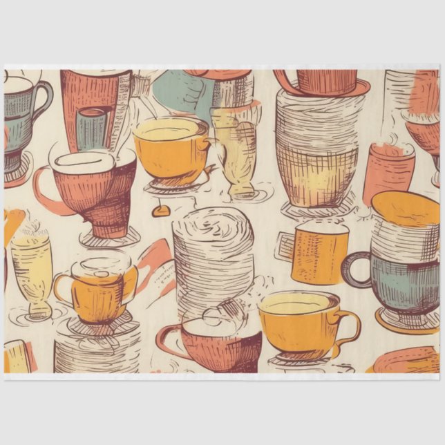 Affogato Coffee ephemera collage pattern Tissue Paper (Front)