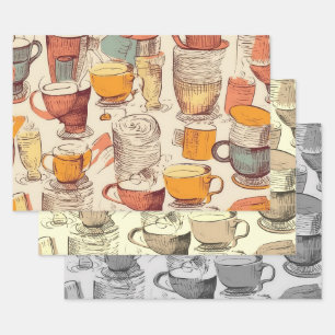 Affogato Coffee ephemera collage pattern Wrapping Paper Sheets