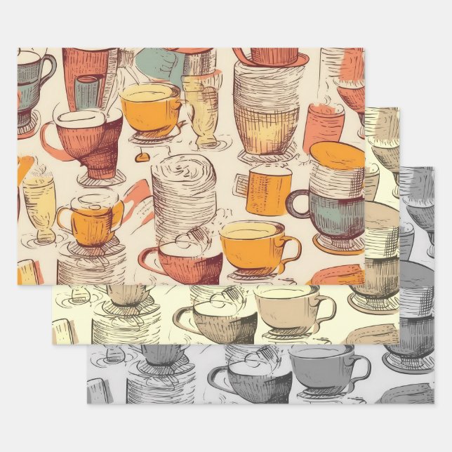 Affogato Coffee ephemera collage pattern Wrapping Paper Sheets (Set)