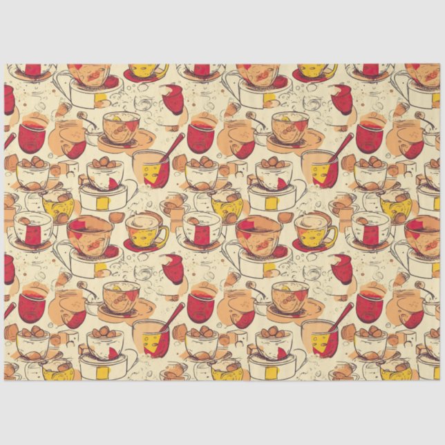 Affogato Coffee No 3 ephemera collage pattern Tissue Paper (Front)