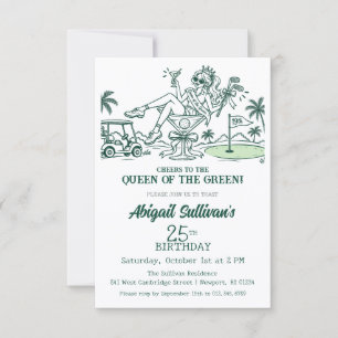 Affordable 25th Birthday Queen of the Green Golf Invitation