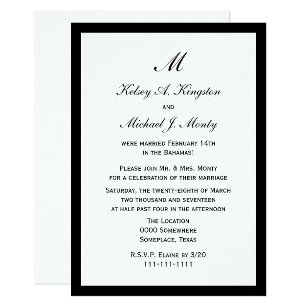 Affordable Budget Post Wedding Reception White Card