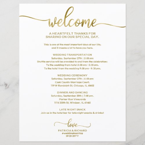 Affordable Chic Calligraphy Wedding Itinerary