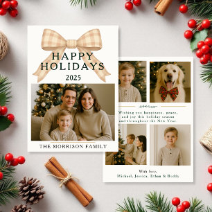 Affordable Christmas Plaid Photo Holiday Flat Card