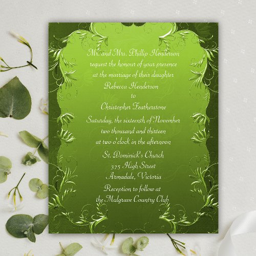 Affordable Elegance Green Wedding Invitation   Flyer