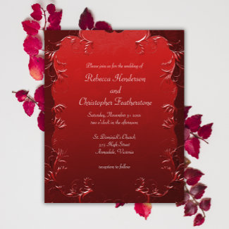 Affordable Elegant Red Parchment Wedding Invite 