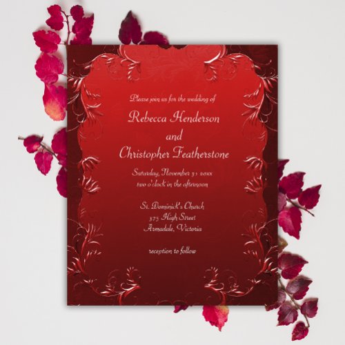 Affordable Elegant Red Parchment Wedding Invite  Flyer