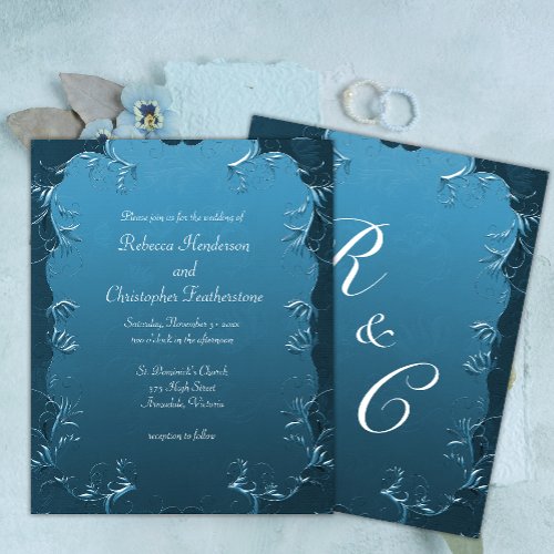 Affordable Elegant Teal Swirls Wedding Invite Flyer