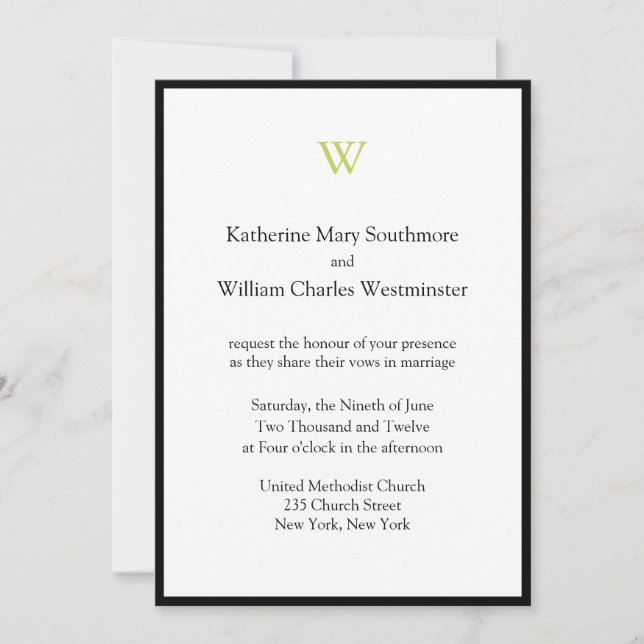 Affordable Monogram Wedding Invitations (Front)