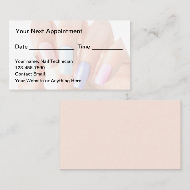 Affordable Nail Technician Salon Appointment Cards (Front/Back)
