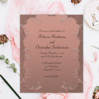 Affordable Rose Gold Vintage Wedding Invitation 
