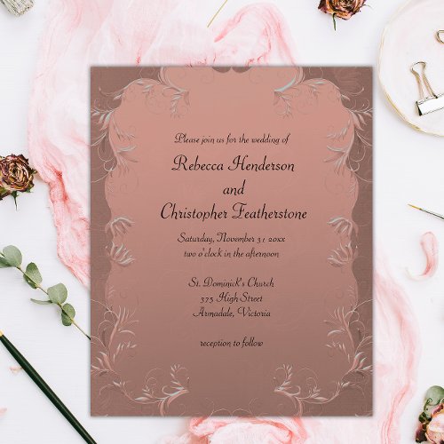 Affordable Rose Gold Vintage Wedding Invitation  Flyer