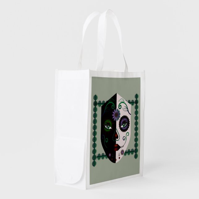 Affordable Skull Face Re-usable Bags Gothic (Front Side)