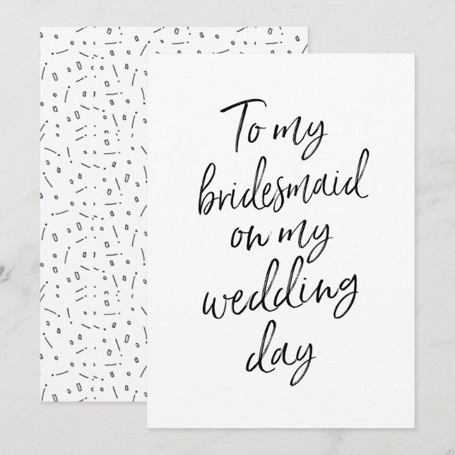 Affordable To my bridesmaid on my wedding day Invitation (Front/Back)