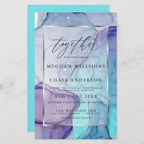 Affordable Wedding Chic Aqua Purple Abstract Ink