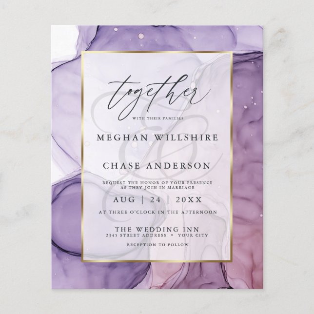 Affordable Wedding Chic Lavender Rose Abstract Ink (Front)