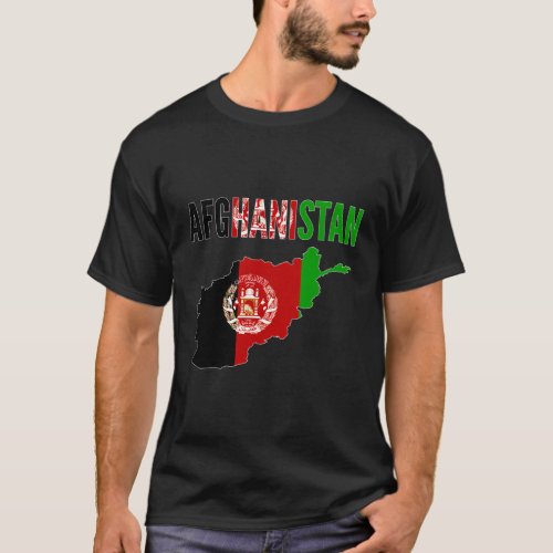 Afghan Afghanistan Country Map Flag T_Shirt