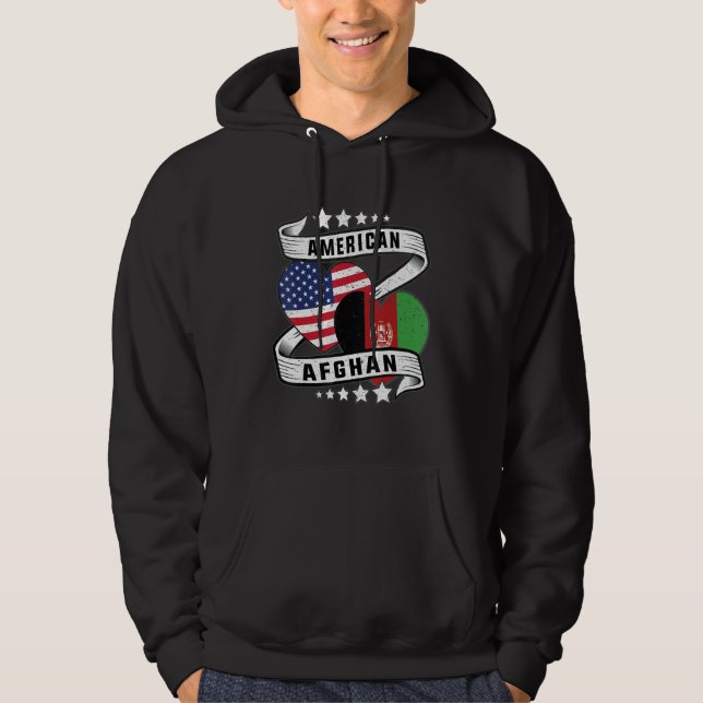 Afghan American Half Afghan half American flag hea Hoodie (Front)