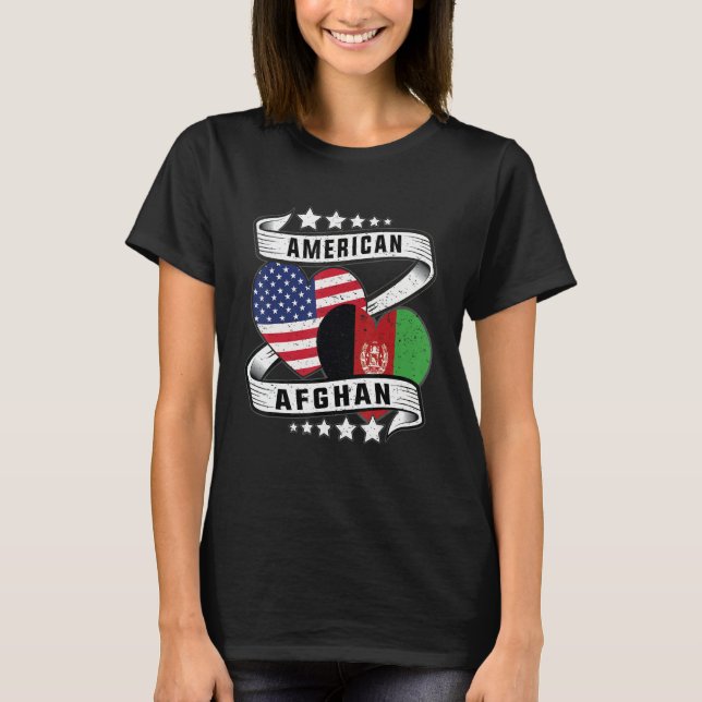 Afghan American Half Afghan half American flag hea T-Shirt (Front)
