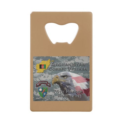 Afghan Combat Veteran 75th Ranger Regiment Credit Card Bottle Opener