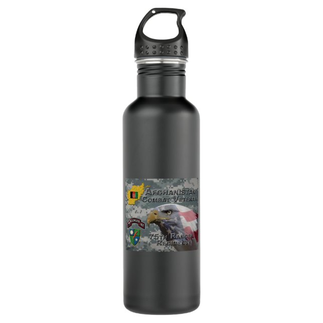 Afghan Combat Veteran 75th Ranger Regiment Stainless Steel Water Bottle (Front)