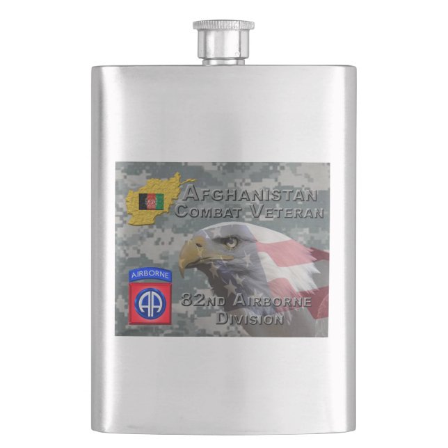 “Afghan Combat Veteran” - 82nd Airborne Division Flask (Front)