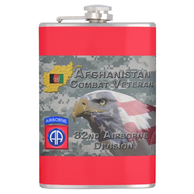“Afghan Combat Veteran” - 82nd Airborne Division Flask (Front)