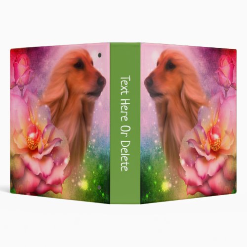 Afghan Dog And Roses Fantasy Art Personalized  3 Ring Binder