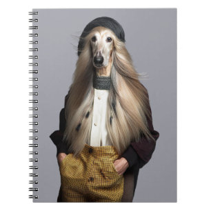 Afghan dog blond hair in trousers notebook