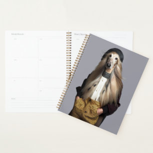 Afghan dog blond hair in trousers  planner