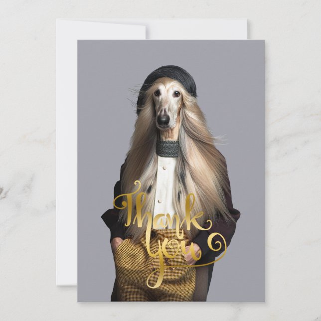 Afghan dog blond hair in trousers Thank You (Front)