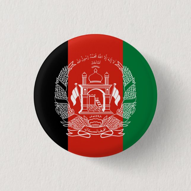 Afghan Flag, Flag of Afghanistan Button (Front)