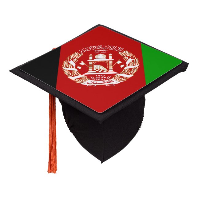 Afghan flag graduation cap topper (Angled)