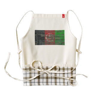 Afghan Flag on Rough Wood Boards Effect Zazzle HEART Apron