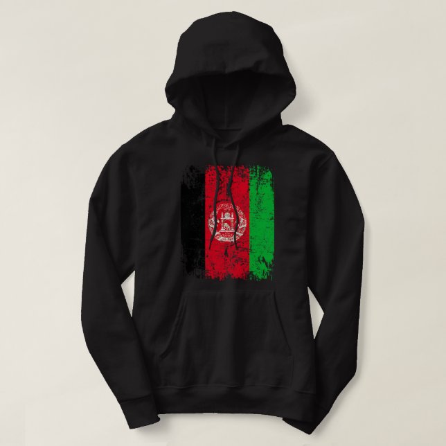 AFGHAN FLAG | Vintage Afghanistan Flag Gift | AFGH Hoodie (Design Front)