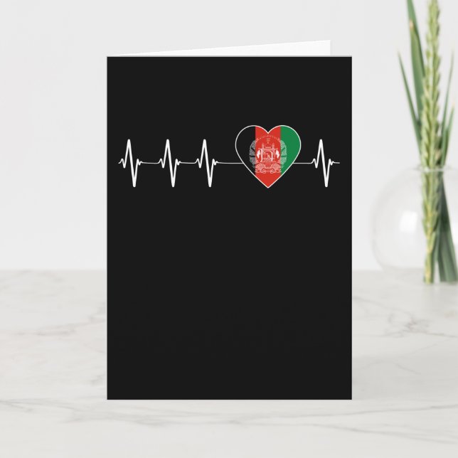 Afghan Heartbeat I Love Afghanistan Flag Heart Card (Front)