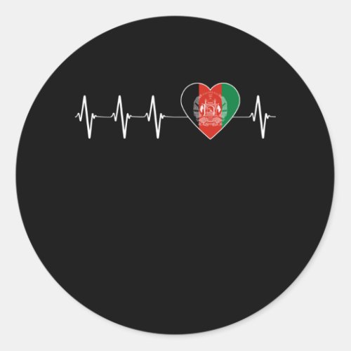 Afghan Heartbeat I Love Afghanistan Flag Heart Classic Round Sticker